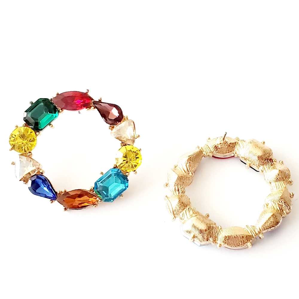 Festive Multicolor Hoop Earrings - Picture 2 of 6